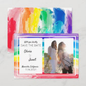 Aquarelles arc-en-ciel pour mariage, faire-part de (Devant / Derrière)