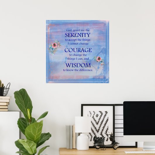 Aquarelles bleues Serenity Prayer Poster (Bureau à domicile)