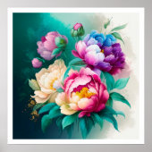 Aquarelles colorées belles fleurs 3 poster (Devant)