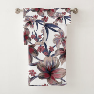 Aquarelles Crimson Floral sur blanc