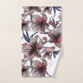 Aquarelles Crimson Floral sur blanc (Serviette à main)