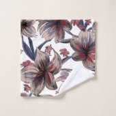 Aquarelles Crimson Floral sur blanc (Gant de toilette)