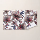 Aquarelles Crimson Floral sur blanc (Serviette à main)