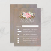Aquarelles florales Mariage vintage RSVP (Devant / Derrière)
