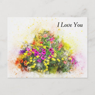 Aquarelmand met mooie bloemen briefkaart