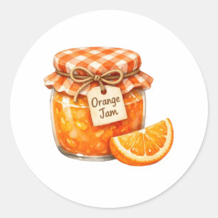 Aquarelpot met verse sinaasappelfruitjam ronde sticker