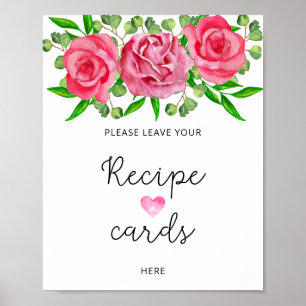 Aquarelrozen laat je receptkaart hier poster