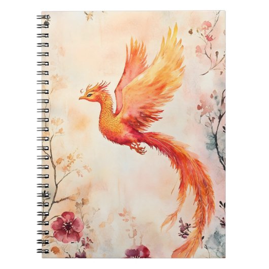 aquarelschilderij met een mythische feniks notitieboek (Voorkant)