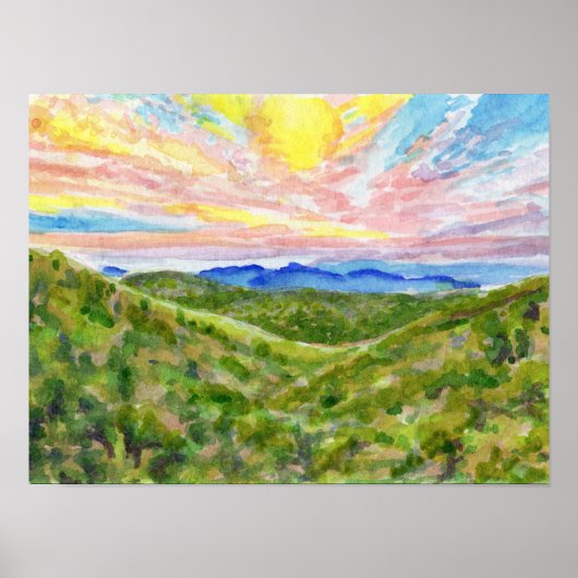 Aquarelstudie Blue Ridge 2 Poster (Voorkant)