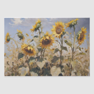 Aquarelveld van zonnebloemen decoupage tissuepapier