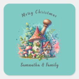 AquarelVintage Home Vrolijk Kerstfeest aangepaste  Vierkante Sticker