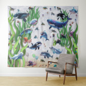 Aquarium 2 fêtes fond tapisserie murale (En situation (horizontale))