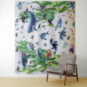 Aquarium 2 fêtes fond tapisserie murale (En situation)