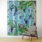 Aquarium 3 Parties fond de mur Tapisserie (En situation)