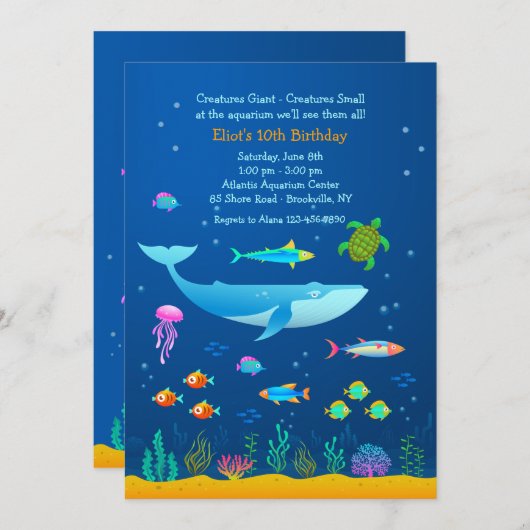 Aquarium Adventure Invitation (Devant / Derrière)