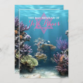 Aquarium Bat Mitzvah Uitnodiging (Voorkant / Achterkant)