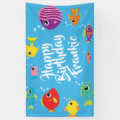 Aquarium de poisson 1er anniversaire fête bannière (Vertical)