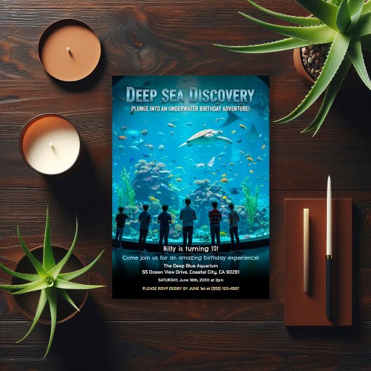 Aquarium Deep Sea Discovery Birthday Party Kaart