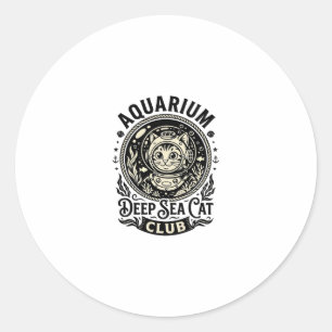 Aquarium Diepzee Kat Grappige Kat Grafisch - Aquar Ronde Sticker