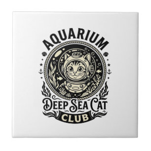 Aquarium Diepzee Kat Grappige Kat Grafisch - Aquar Tegeltje