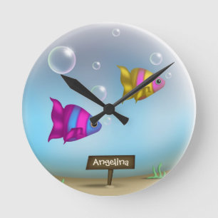 Aquarium Fish Bowl Round Horloge murale personnali