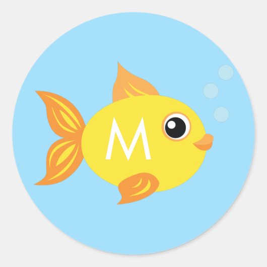 Aquarium Fish Cute Kid Name Envelope Seal Stickers (Devant)