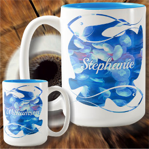 Aquarium kwallen 0925 tweekleurige koffiemok