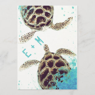 © Aquarium Sea Turtle Love Faire-part de mariage