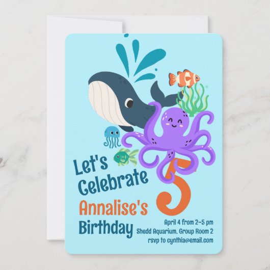 Aquarium sous-marin Invitation d'anniversaire (Devant)