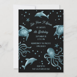Aquarium Zee Life Kinder Oceaan Verjaardagsfeest Kaart