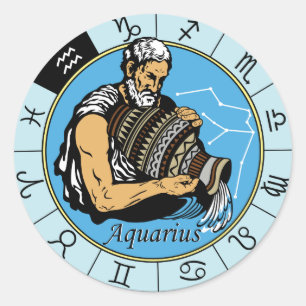 aquarius astrologisch zodiale teken ronde sticker