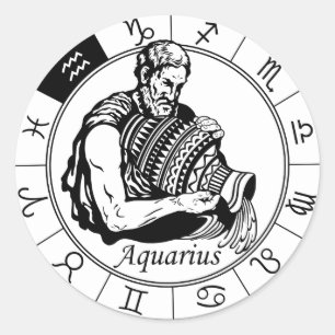 aquarius astrologisch zodiale teken ronde sticker