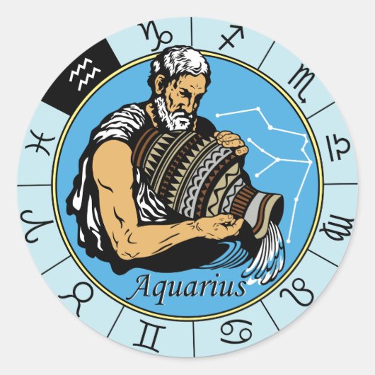 aquarius astrologisch zodiale teken ronde sticker (Voorkant)