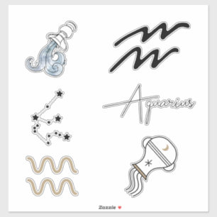 Aquarius astrology zodiab verjaardagsterren sticker
