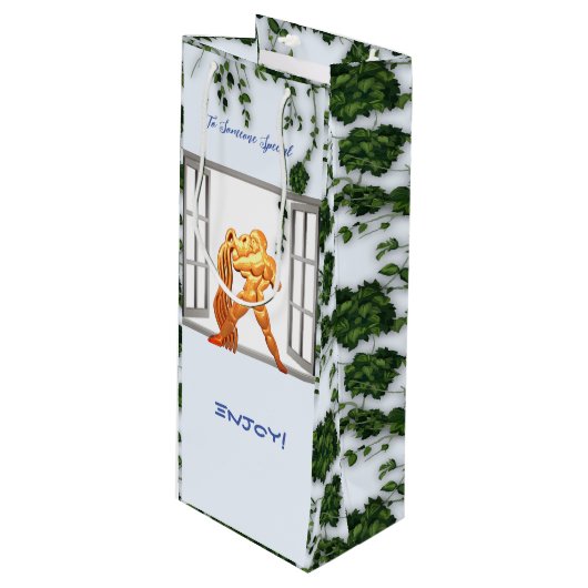 Aquarius Birthday Wijn Cadeautas (Voorkant Gekanteld)