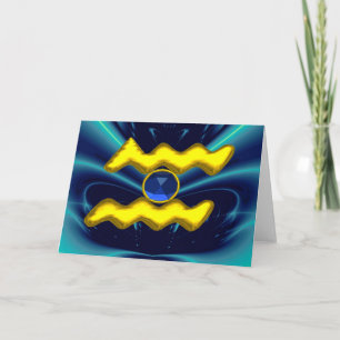 AQUARIUS Blauwe saffier & gouden sterrenbeeld verj Kaart