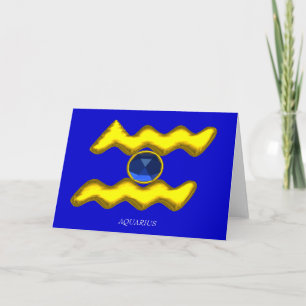 AQUARIUS Blauwe saffier & gouden sterrenbeeld verj Kaart