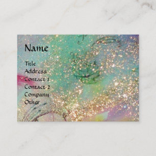 AQUARIUS ,blauwgroen, blauw, groen, geelgoud schit Visitekaartje