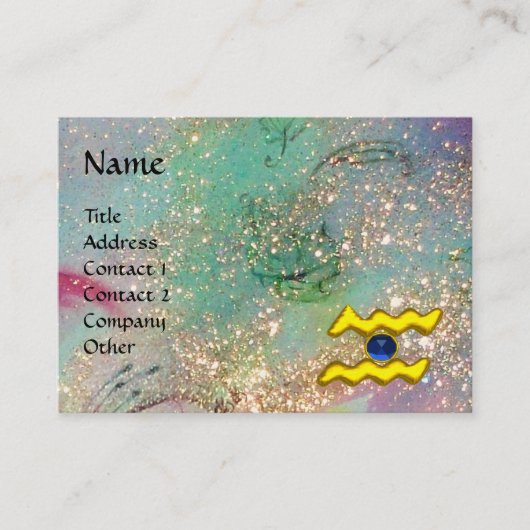 AQUARIUS, blauwgroen, blauw, groen, goudgeel Visitekaartje (Voorkant)