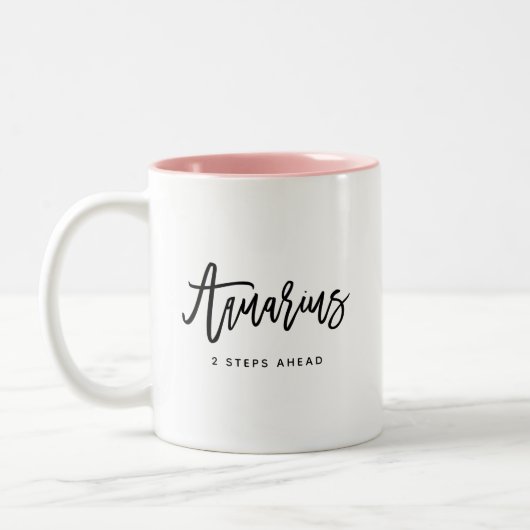 Aquarius Chic Horoscoop Modern Script Zodiac Sign Tweekleurige Koffiemok (Links)