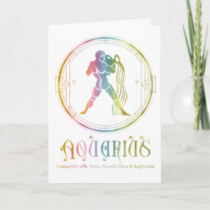 Aquarius Compatibility Birthday Wenskaart Kaart