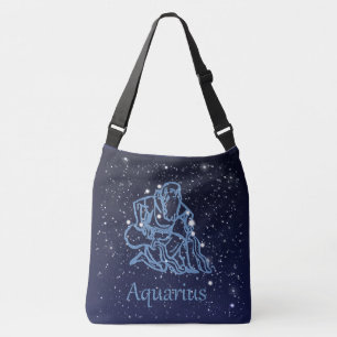 Aquarius Constellation and Zodiac Sign with Stars Crossbody Tas