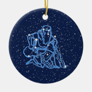 Aquarius Constellation and Zodiac Sign with Stars Keramisch Ornament