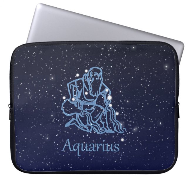 Aquarius Constellation and Zodiac Sign with Stars Laptop Sleeve (Voorkant)