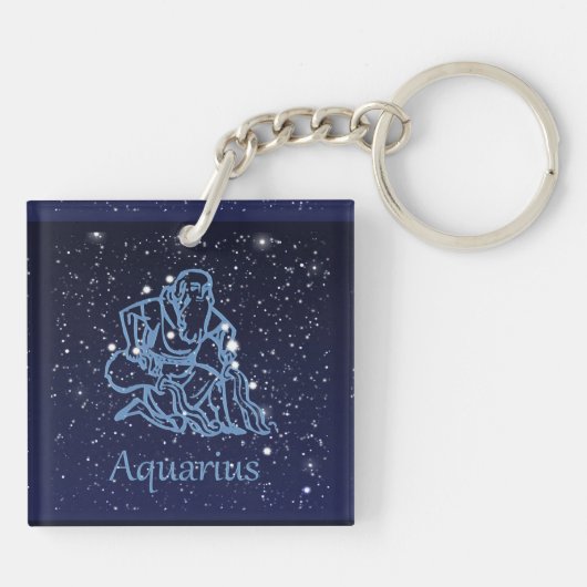 Aquarius Constellation and Zodiac Sign with Stars Sleutelhanger (Achterkant)