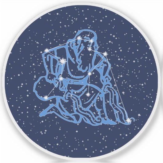 Aquarius Constellation and Zodiac Sign with Stars Sticker (Voorkant)