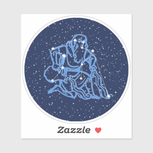 Aquarius Constellation and Zodiac Sign with Stars Sticker (Vel)