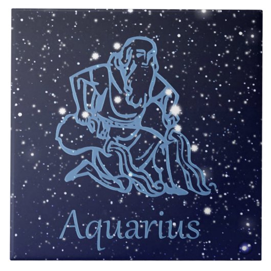 Aquarius Constellation and Zodiac Sign with Stars Tegeltje (Voorkant)