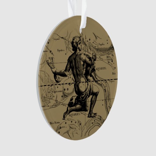 Aquarius Constellation Hevelius 1690 Engraving Ornament (voorkant)