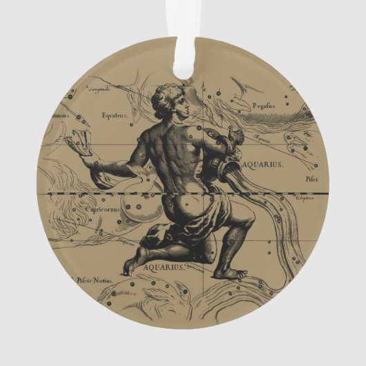 Aquarius Constellation Hevelius 1690 Engraving Ornament (achterkant)